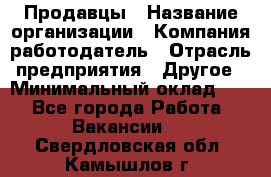 Продавцы › Название организации ­ Компания-работодатель › Отрасль предприятия ­ Другое › Минимальный оклад ­ 1 - Все города Работа » Вакансии   . Свердловская обл.,Камышлов г.